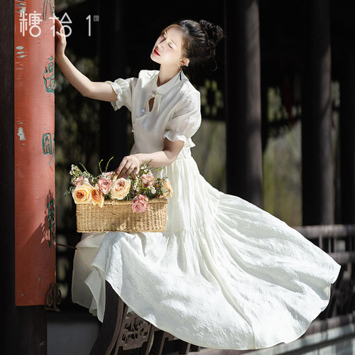 中式改良旗袍连衣裙女夏季气质裙
