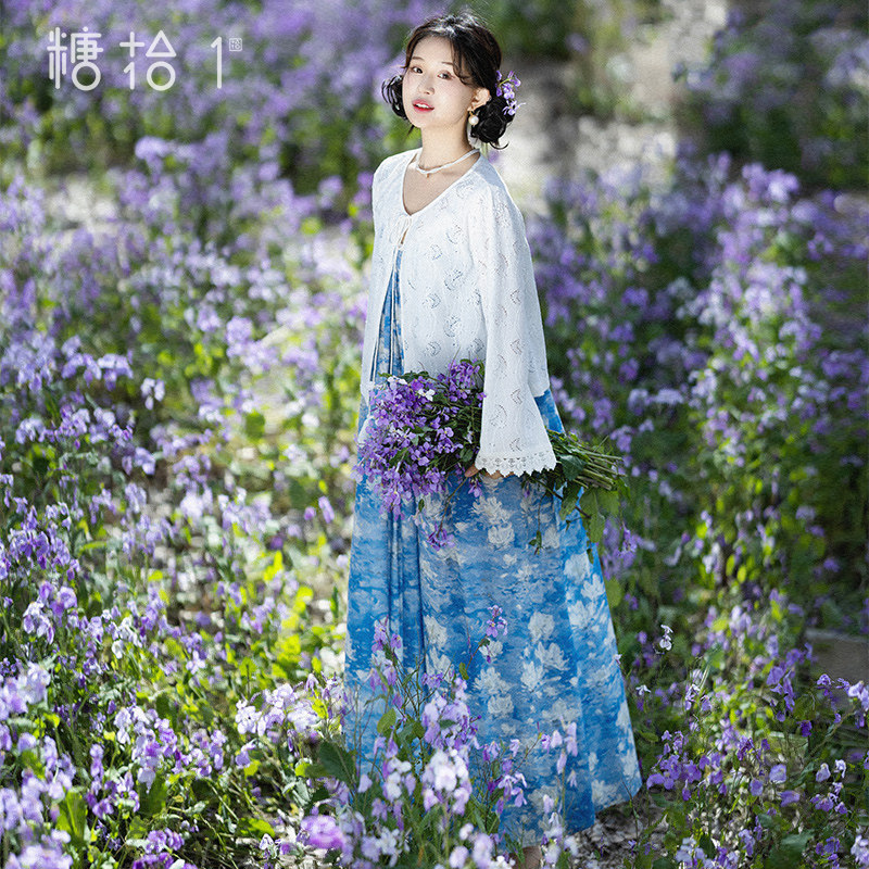 印花吊带连衣裙外搭开衫女夏季装