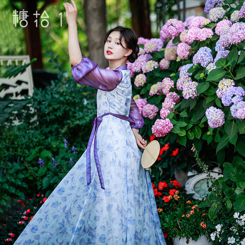 改良旗袍连衣裙女夏碎花裙