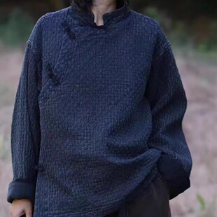 小红分享-古蘭木-立领斜襟做旧宽松款外套6757