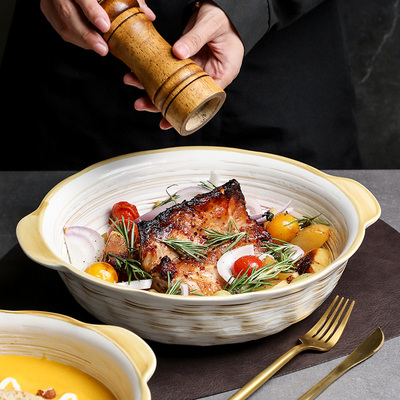 特色大尺寸陶瓷碗公大号双耳汤碗酒店餐具家用大碗小龙虾酸菜鱼碗