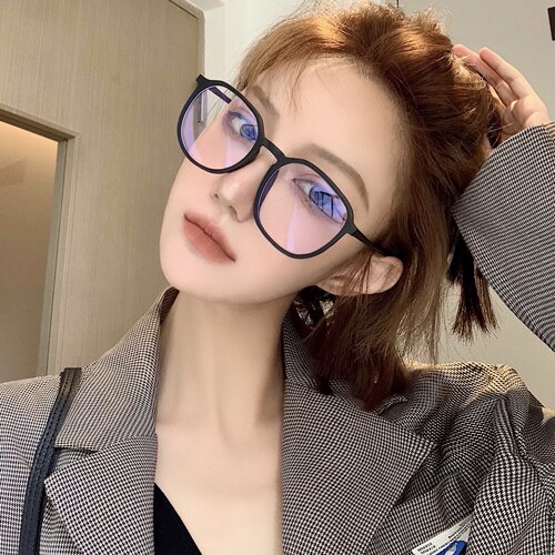 黑框大框近视眼镜女有度数可配素颜神器透明眼镜框网红款大脸显瘦 - 封面