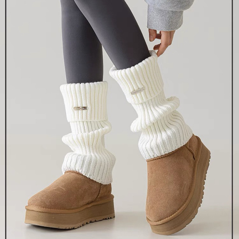 雪地靴袜子袜套堆堆袜秋冬加厚款白色针织保暖小腿袜腿套配鲨鱼裤,女士内衣/男士内衣/家居服,长筒袜,淘宝优惠券,粉丝福利购,淘宝优惠卷