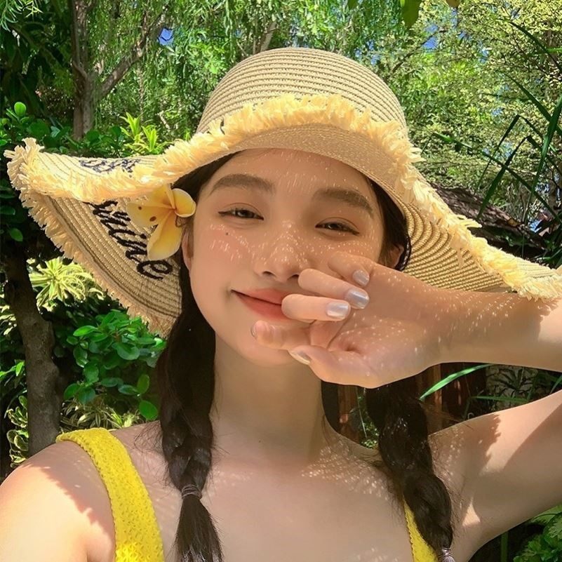 【我的头不圆】海边太阳帽大檐网红草帽子女夏季百搭遮阳防晒出游