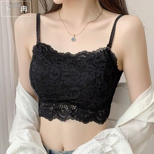 蕾丝小吊带背心女夏内搭外穿小胸聚拢美背内衣一体文胸防走光抹胸