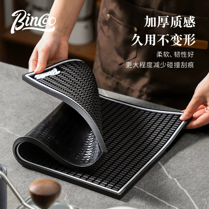 Bincoo咖啡吧台收纳垫滤水垫意式咖啡器具压粉布粉垫加厚可折叠