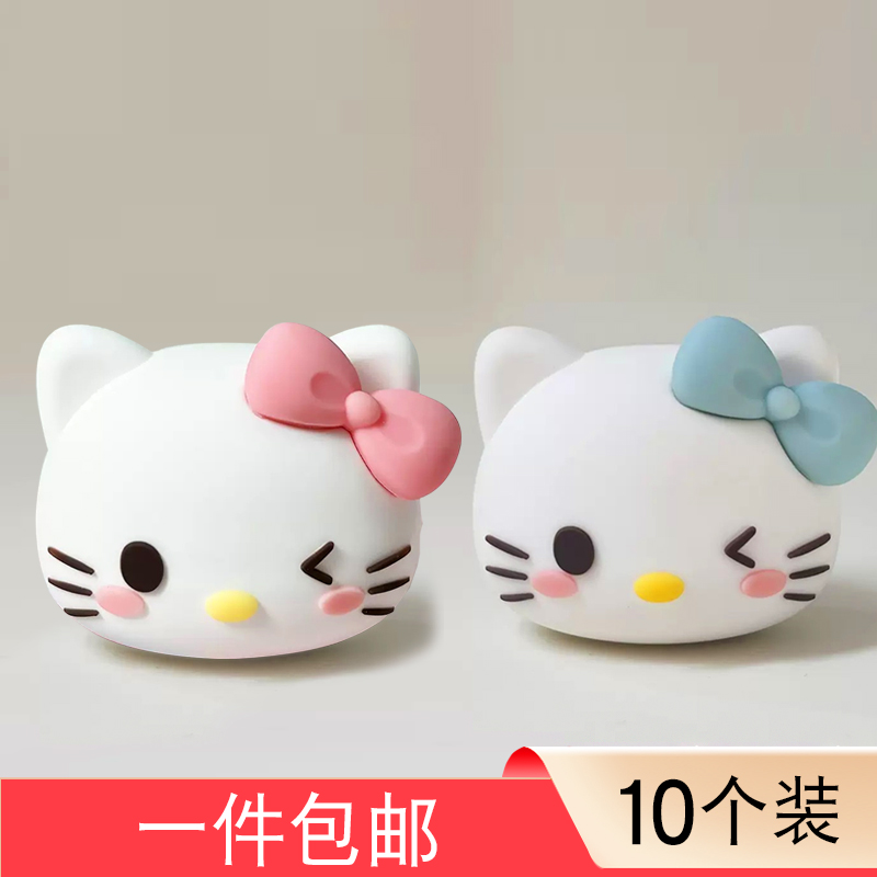 网红KT猫蛋糕装饰摆件可爱蝴蝶结KT猫头生日派对烘焙装扮插件