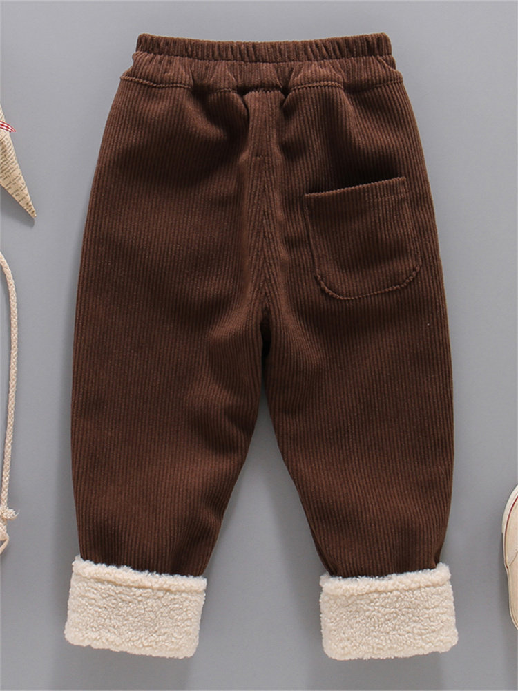 GIRLS CORDUROY PANTS PLUS FLEECE AUTUMN AND WINTER NEW LITTLE GIRL WARM PANTS TROUSERS WINTER CLOTHES BABY GIRLS SLACKS