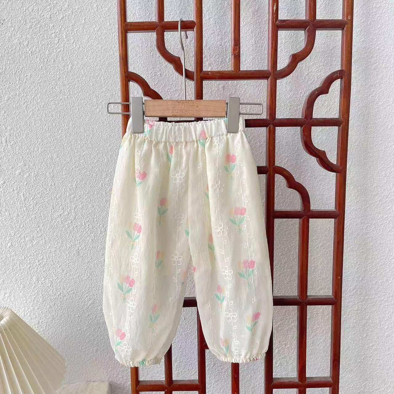 GIRL SUMMER DRESS SET 2024 NEW FASHIONABLE FOREIGN BABY GIRL INTERNET CELEBRITY SUMMER SLEEVELESS VEST PANTS TWO PIECE SET