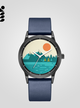 Funtime X Bitbird 日照金山系列 艺术插画手表学生皮带防水男女