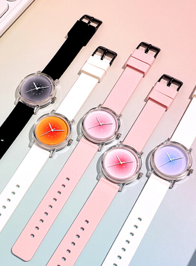 FUNTIME多巴胺渐变透明可爱小清新简约手表初高中女学生防水手表