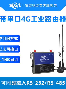 ZLWL/智联物联工业级4G路由器CPE移动联通电信广电全网通串口RS232/485模块DTU插SIM流量卡转有线WiFi双网口