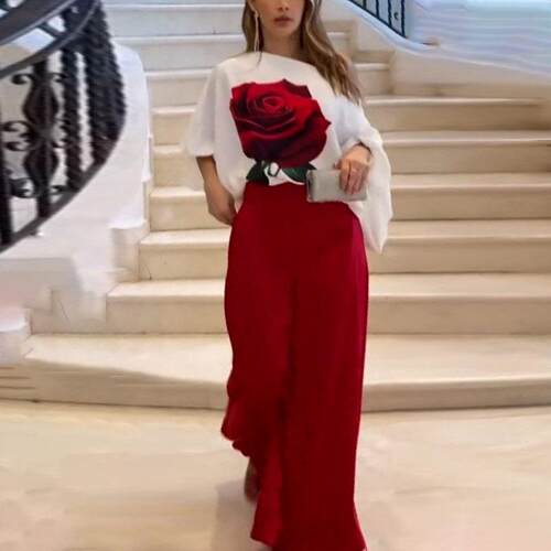 women's suit long-sleeved loose asymmetrical elastic flower