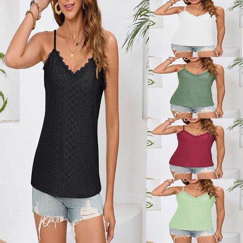 A women's matcha green thin-strapped camisole  Casual Fit