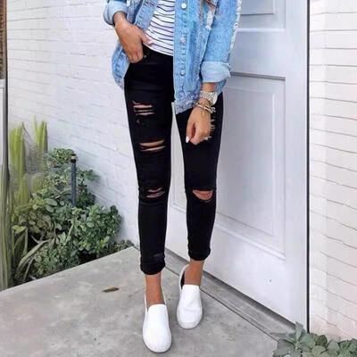 Women's Jeans Women's Stylish Distressed Skinny Jeans - Slim