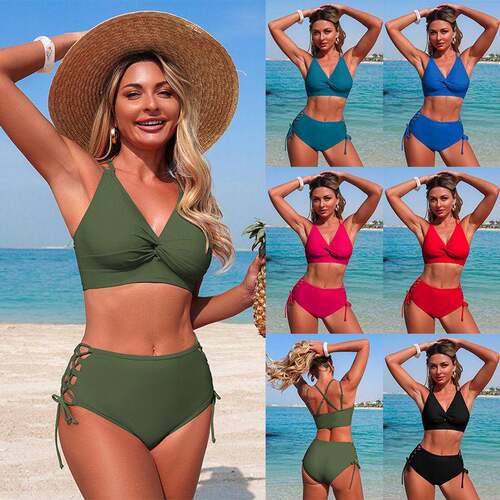Two-piece Set Women's Solid Color Bikinis Set  Fashion Swim