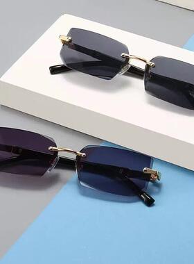 5pcs Unisex Rimless Rectangular Sunglasses Gradient Lens