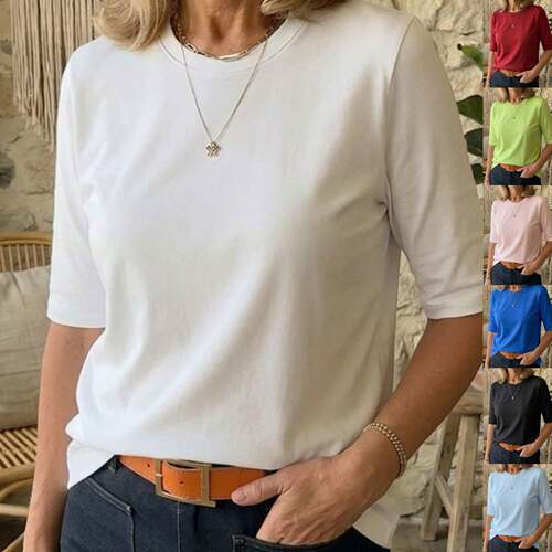 Women's Minimalist Solid White Short Cropped T Shirt Casual