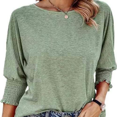 Women's Plain Tee Casual Round Neck Fit T-shirt for Daily