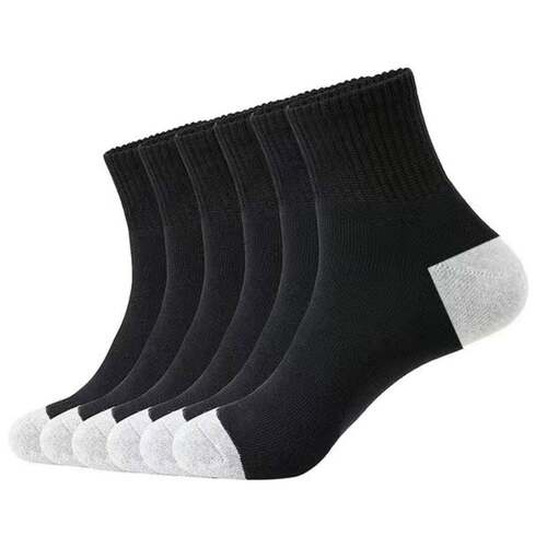 12 Pack White Ankle Socks with Gray Reinforced Toe and Heel