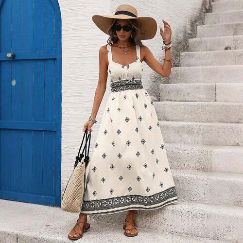 Womens Summer Boho Maxi Dress 2026 Casual Sleeveless Square