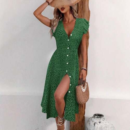 French Vintage Dress Summer Holiday Essential Polka Dot