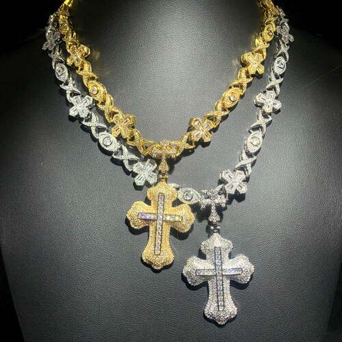 Luxury Bling Iced Out CZ Micropave Cross Pendant Hip Hop