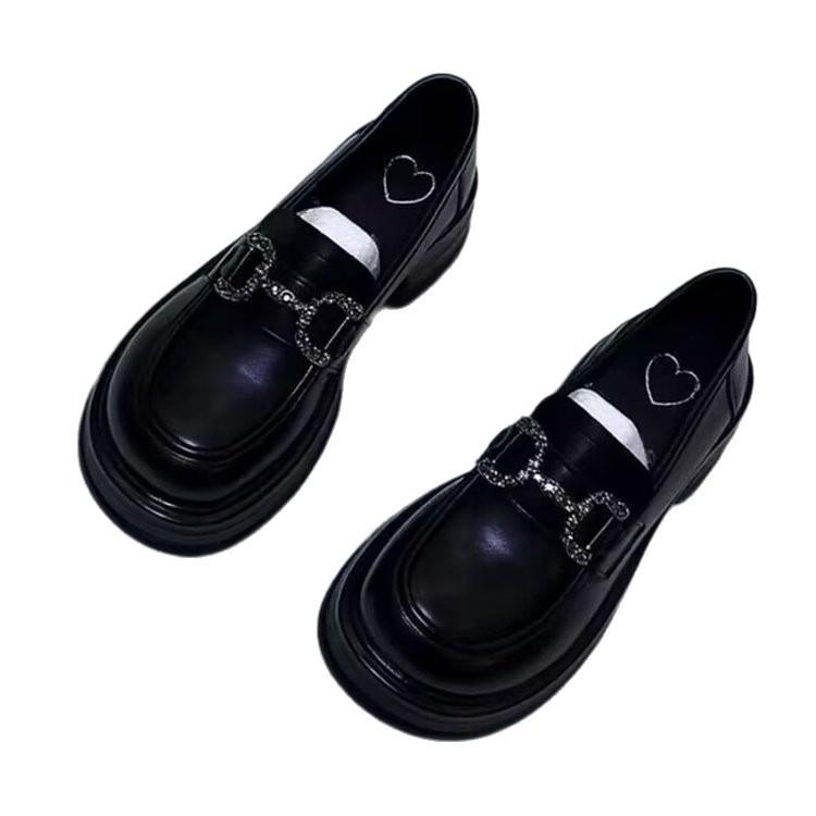 厚底增高6CM软皮乐福鞋女2025秋季新款漆皮松糕一脚蹬英伦风皮鞋