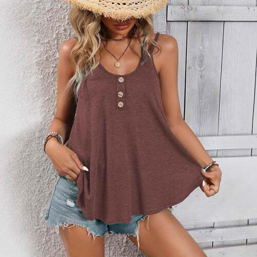 Women's Casual Loose-Fitting Round Neck Sleeveless Cami