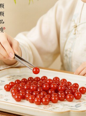 2026天然红玛瑙转运珠手串六字真言捅珠福牌手链女生国风文玩红色