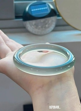 2026热卖库里蓝玛瑙玉髓手镯高冰礼物饰品手镯马达加斯加热卖荔枝