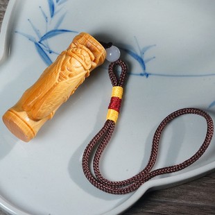 2026太行崖柏蝉手把件木雕一鸣惊人把件竹节金蝉文玩吊坠挂件木质