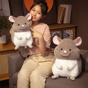 2026仿真龙猫毛绒玩具鼠女生睡觉布娃娃可爱玩偶毛丝鼠公仔小龙猫