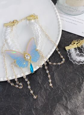 2026超仙个性纯欲蕾丝带可调节蝴蝶流苏臂环手链女ins腿链身体链