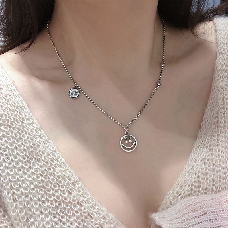 2026笑脸泰银毛衣链长款2022年新款项链女ins嘻哈秋冬百搭复古设
