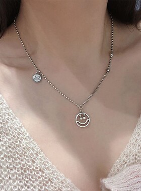 2026笑脸泰银毛衣链长款2022年新款项链女ins嘻哈秋冬百搭复古设