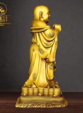 2026铜瑞祥黄铜大肚弥勒佛佛像站佛铜像摆件家用祠堂供奉家居客厅