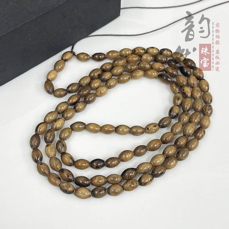 2026保真天然海柳米珠6*8mm血柳108颗佛珠手链 diy项链毛衣链散珠