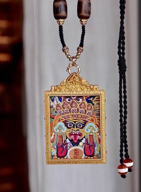 2026青海热贡新藏式手绘唐卡双面佩戴钛钢壳唐卡项链非遗文化文创
