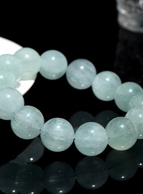 2026久雅水晶 天然拉丝绿萤石圆珠手链 浅绿色萤石散珠手串 厂家