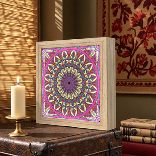 曼陀罗花纹唐卡灯光画波西米亚卧室桌面摆件画民宿蓝牙音响小夜灯