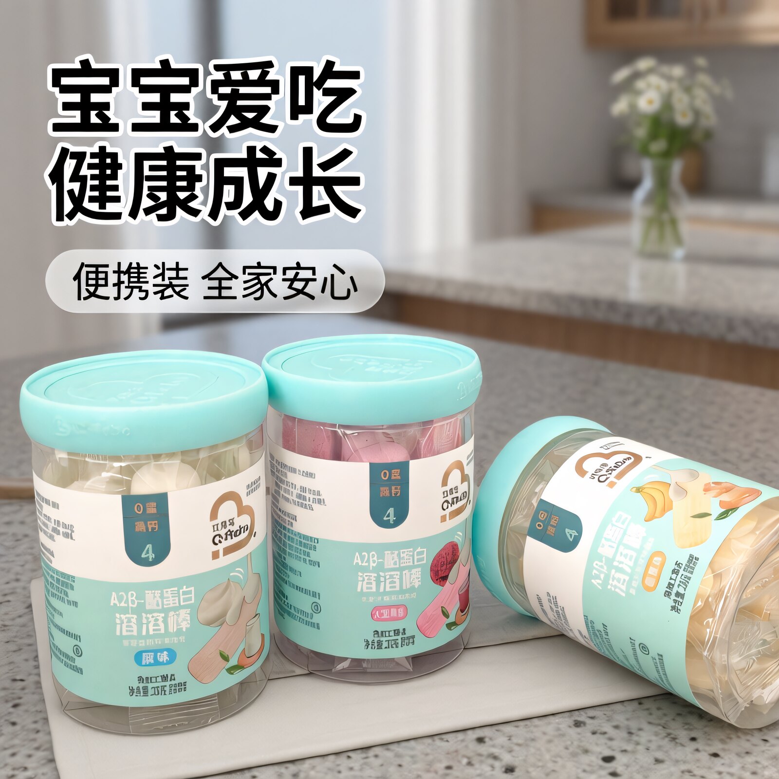 巧莱宝高钙溶溶棒酪蛋白溶溶饼0鸡蛋无添加白砂糖多口味溶豆奶棒