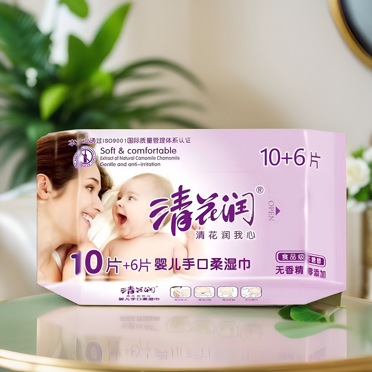 清花润婴儿手口柔湿斤便携装蕴含木糖醇宝宝幼儿湿巾纸