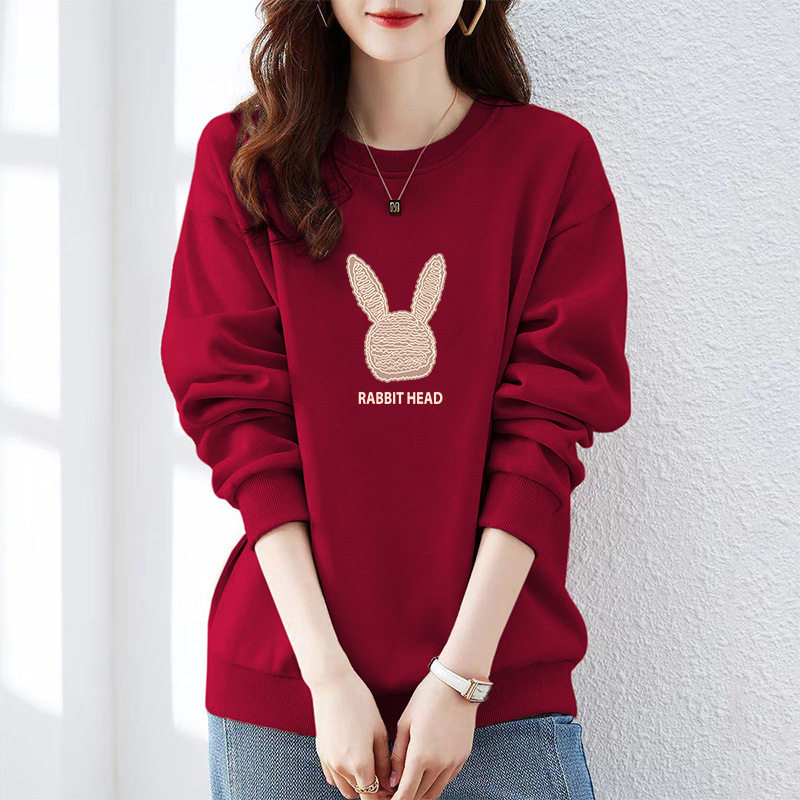 无帽卫衣女秋季新薄款宽松百搭大尺码长袖上衣显瘦女士冬装