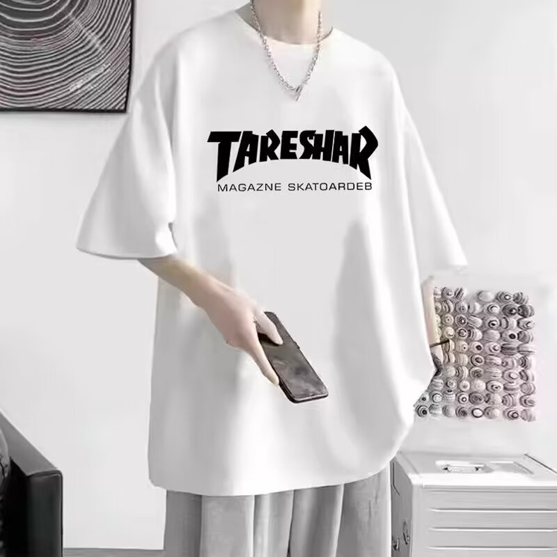 短袖t恤男潮牌网红夏季衣服港风宽松美式简约百搭欧美