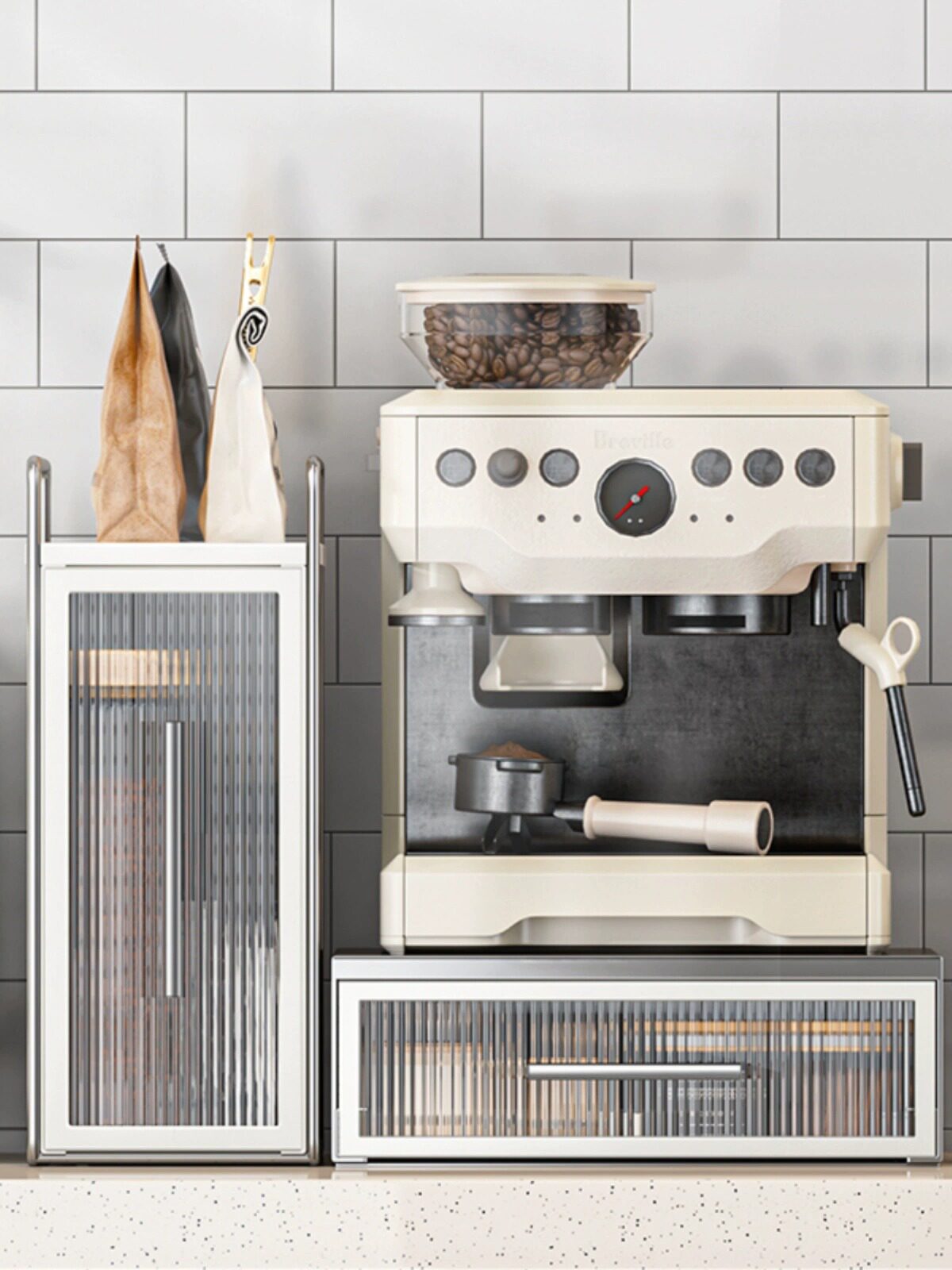 咖啡机摆放台置物架办公室胶囊咖啡茶包收纳盒小型底座放置杯架子