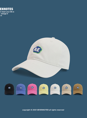 SEVENNOTES白色AE标棒球帽女简约春夏季透气遮阳防晒潮韩版鸭舌帽