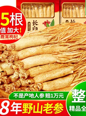 长白山人参高年人参25支干参新鲜老参干货东北生晒参人参礼盒
