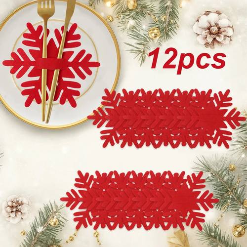 12pcs Christmas Felt Cutlery Holders with Tree Snowflake