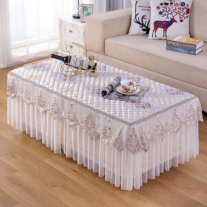 防滑茶几套罩全包简约现代蕾丝桌布垫客厅盖布长方形茶机桌罩家用